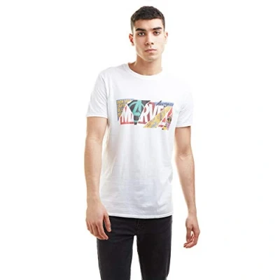 Image of Marvel Men&#039;s Scrapbook Logo T Shirt, White, S UK