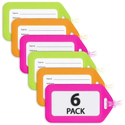 Image of Luggage Tags (Neon, 6 PK), Bag Tag for Baggage, Suitcase Bulk