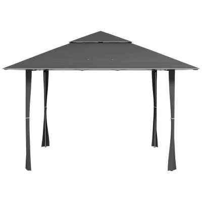 Image of Outsunny 4 x 4m Outdoor Pop Up Canopy Tent Gazebo FCM Legs &amp; Bag Dark Grey