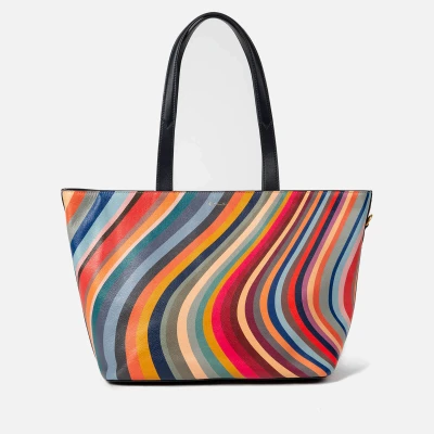 Image of Paul Smith Swirl Striped Leather Tote Bag