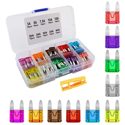 Image of Aiqeer 130 Pcs Mini Car Blade Fuses Set, Replacement with Fuse Puller (3A / 5A 7.5A 10A 15A 20A 25A 30A 35A 40A)