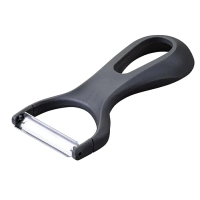 Image of Fackelmann Y Peeler, Ergonomic &amp; Lightweight Handle, Function Head Stainless Steel, Suitable for Fruit Vegetables of All Types, 2x13.5x6.1cm, Black