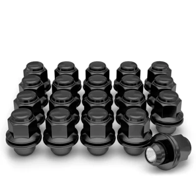 Image of White Knight M12x1.25 Wheel Nut Lug Nuts for Select Nissan and Infiniti, Factory Style Black Chrome Med Mag with Washer 5306BK 20AM (20 Pack)
