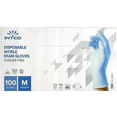 Image of Disposable Nitrile Gloves,Powder Free Gloves 100 Pcs Light Blue Medium Size