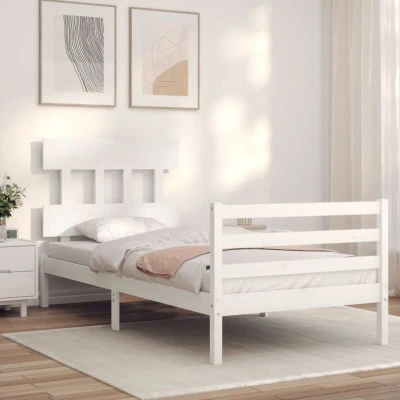 Image of vidaXL Bed Frame without Mattress White 100x200 cm Solid Wood