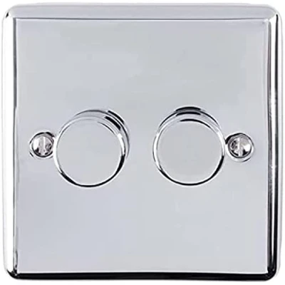 Image of Enhance Decorative 2 Gang Dimmer Polished Chrome Finish