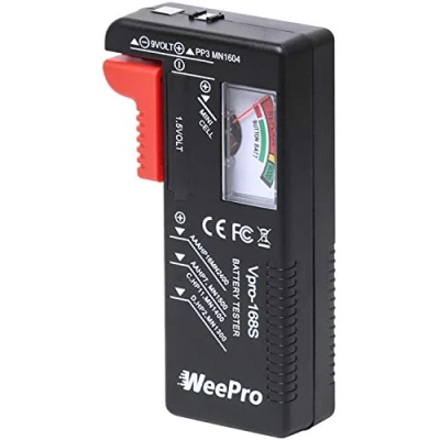 Image of WeePro Battery Tester, Universal Checker Small Tester for AAA AA C D 9V 1.5V Button Cell Household Batteries