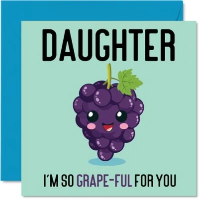 Image of Thank You Cards for Daughter Grape Ful Funny Happy Birthday Card from Mum Dad, Gifts, 145mm x Joke Greeting Women Her