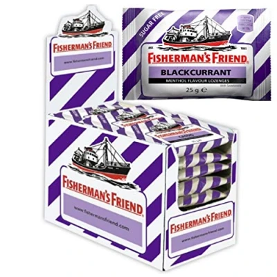 Image of Fisherman’s Friend Blackcurrant Menthol Flavour Lozenges with Sweeteners 25g (Pack of 24)