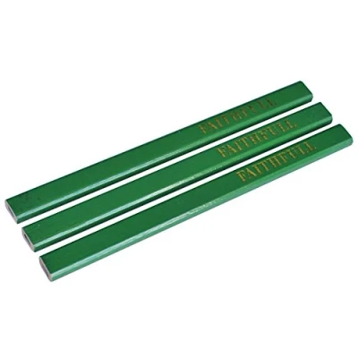 Image of Faithfull Carpenters Flat Pencils GREEN / HARD Pack of 3