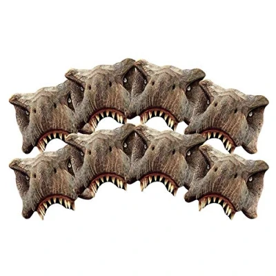 Image of Star Cutouts Ltd SMP401 Fun Party Dress Face 8 Pack T Half Mask (Jurassic World) Dinosaurs Tyrannosaurus Rex, Multicolour