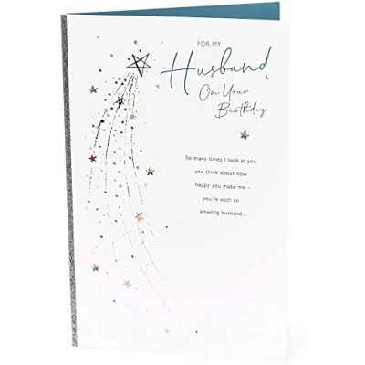 Image of UK Greetings Husband Birthday Card With Envelope Simple Star Design