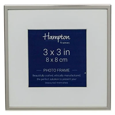 Image of Hampton Frames MAYFAIR Silver Plate Photo Picture Frame Bevel Cut Mount (3x3 (8x8cm))