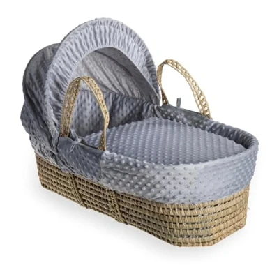 Image of Clair de Lune Dimple Palm Moses Basket 75 x 28 cm (Grey)
