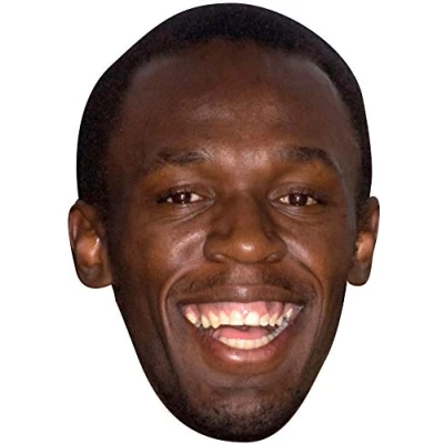 Image of FoxyPrinting Usain Bolt 2018 Celebrity Cardboard Party Face Mask Fancy Dress