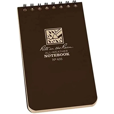 Image of Rite in the Rain Waterproof Paper Universal Pocket Top Wire Bound Spiral Notebook Brown 100 Pages 50 Sheets Imperial &amp; Metric Ruler Pattern 3 x 5 Inch