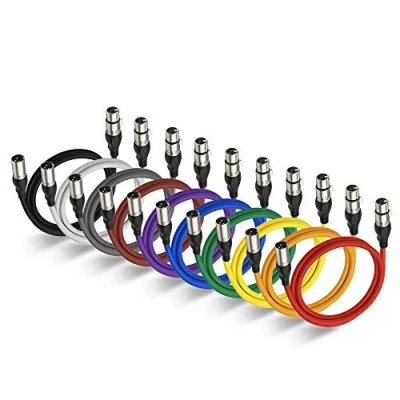 Image of NUOSIYA XLR Cable 1m 10 Colors Balanced Microphone 3 pin Male to Female Extender Cord for Studio Recorder, Mic, Mixer, Speaker System, Phantom Power