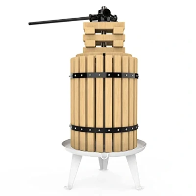 Image of 18L Fruit Press Cider Wine Making with Wooden Basket for Homemade Naturial Juice, Grape, Berry, Apple Presser