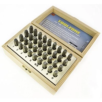 Image of toolzone HB273 3mm 36Pc Alphabet Letter &amp; Number Stamps/Punches, Silver