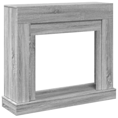 Image of vidaXL Grey Sonoma Engineered Wood Fireplace Surround/Mantel Compatible with LED Flames, 100 x 30 87.5 cm