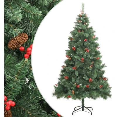 Image of vidaXL Artificial Hinged Christmas Tree with Cones and Berries 240 cm