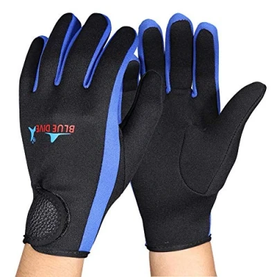 Image of Scuba Diving Gloves, 1Pai Neoprene Snorkeling Kayaking Surfing Sport Hook And Loop Gloves (Black Blue M)