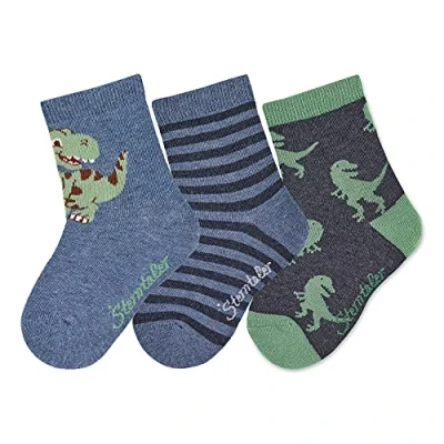 Image of Sterntaler Baby_Boy&#039;s Söckchen 3er Pack Dino Hosiery, Blue (Ink Blue), 8.5