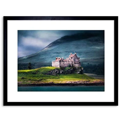 Image of Wee Blue Coo 9x7 &#039;&#039; DUART CASTLE SCOTLAND ISLE MULL FRAMED ART PRINT PICTURE PHOTO F97X292