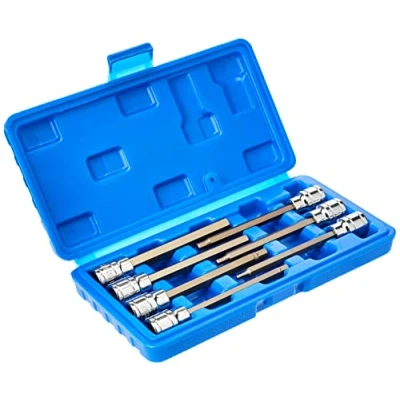 Image of US PRO Extra Long Hex Bit Socket Set 3/8&quot; Dr Allen Keys H3 4 5 6 7 8 10mm 1399, Black/Blue