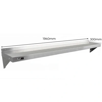 Image of MonsterShop 2 x KuKoo Stainless Steel Shelves 1940mm 300mm