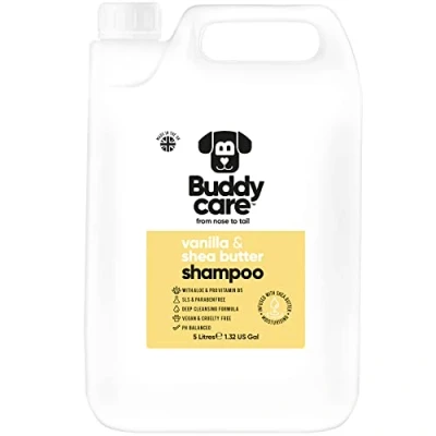 Image of Vanilla &amp; Shea Butter Dog Shampoo by Buddycare Moisturising for Dogs Scented With Aloe Vera and Pro Vitamin B5 (5L)