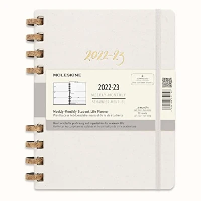 Image of Moleskine Monthly Planner 2022, 2023, 12 Month Diary, Notebook with Hard Cover, Size Extra Large 19 x 25 cm, Remake Oyster