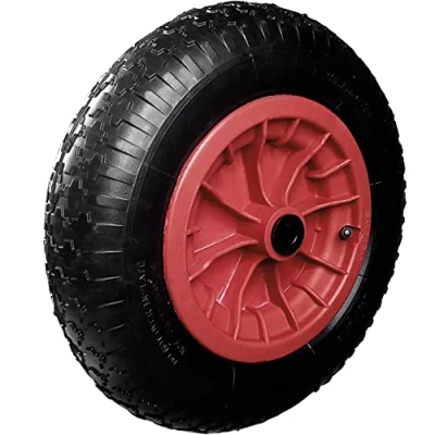 Image of 350mm (14&quot;) Pneumatic Wheel with 25mm (1&quot;) Centre &amp; 16mm (5/8&quot;) Reducer Bushes for Wheelbarrow/Truck/Trolley 3.50 8 Wheelbarrow