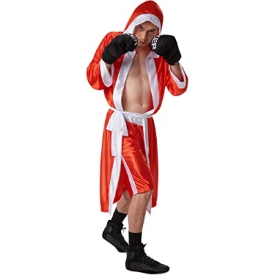 Image of dressforfun Men’s Boxer Costume Elasticated shorts Hooded ring jacket Incl. boxing gloves and belt (Red L No. 301836)