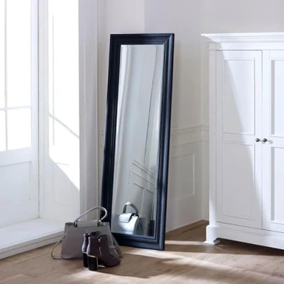 Image of Melody Maison Tall Black Ornate Chic Mirror 142x47cm for Living Room, Bedroom, Hallway French Antique Wall Mountable, Leaning