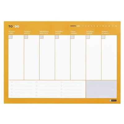 Image of Miquelrius TO DO Horizontal Weekly Planner, A4 Size: 297 x 210 mm, Timeless Glued, 54 Sheets, 9 Colours, White Paper 80 g/m²