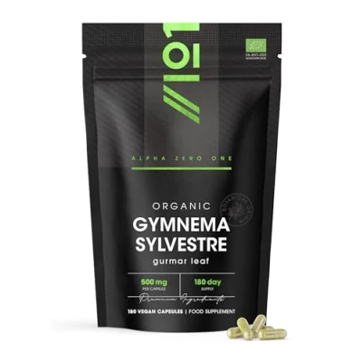 Image of Organic Gurmar (Gymnema Sylvestre) 500mg 180 Vegan Capsules (3 Month Supply) High Strength Leaf Supplement Resealable and Recyclable Pouch by Alpha01