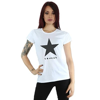Image of David Bowie Women&#039;s Star Logo T Shirt Large White