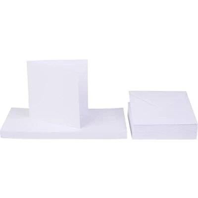 Image of Craft UK 50 White Self Seal Cards &amp; envelopes 5 x 5, 152 243 3.81 cm