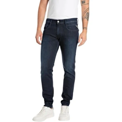 Image of REPLAY Adult M914 Anbass Power Stretch Jeans, Dark Blue 007 5, 33W / 32L