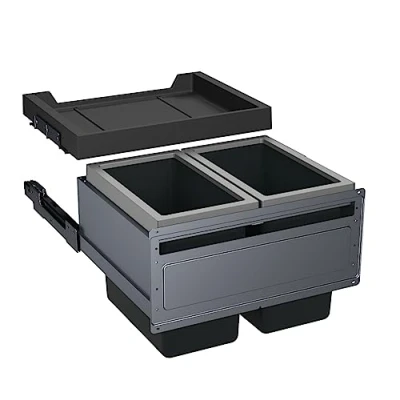 Image of Franke FX60 Built In Waste Bin 2 Compartments for the Kitchen Rubbish with Lid x 26 Litres