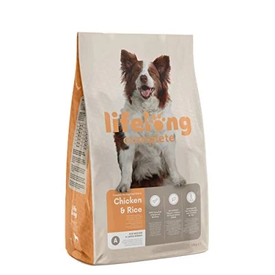 Image of Amazon Brand Lifelong Complete Dry Dog Food Rich in Chicken &amp; Rice For Medium and Large Breeds, 1 Pack of 15kg