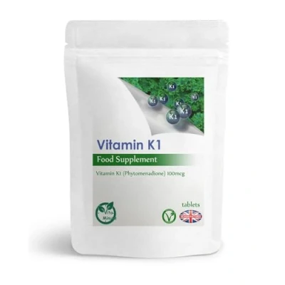 Image of Vitamin K1 100mcg (Phytomenadione) Tablets Vegan Blood, Bones, Joints Support (Pack of 60)