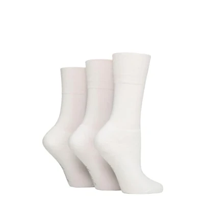 Image of Women&#039;s 3 Pair SOCKSHOP Gentle Grip Cotton Cushioned Foot Sports Socks White 4 8
