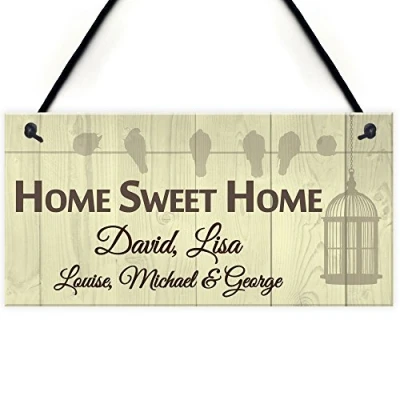 Image of RED OCEAN Personalised Home Sweet Hanging Plaque Sign Family Names New House Gift