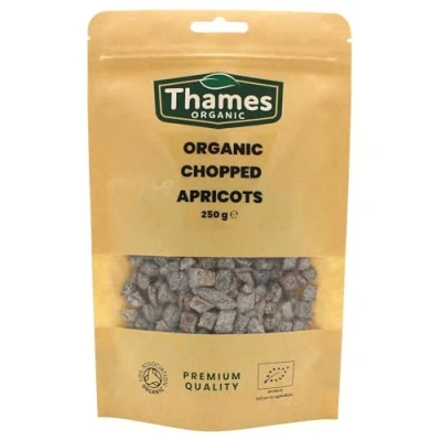 Image of Organic Chopped Apricots Certified Organic, Non GMO, Vegan, No Additives, Preservatives, Resealable Bag by Thames 250g
