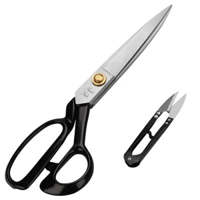 Image of Handi Stitch Tailor Dressmaking Scissors and Yarn Thread Snippers Heavy Duty 22.86cm/9 Inch Stainless Steel Sharp Shears for Cutting Fabric, Clothes, Leather, Denim, Altering, Sewing &amp; Tailoring