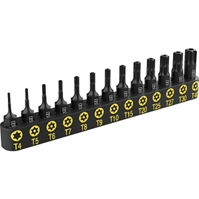 Image of LEXIVON Tamper Proof Torx Bit Set, Premium S2 Alloy Steel 13 Piece Security Star Bits, T4 T40 Precision CNC Machined (LX 301)