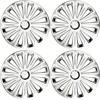 Image of Versaco Car Wheel Trims TRENDRCBS14 Black/Silver 14 Inch 12 Spoke Boxed Set of 4 Hubcaps Includes Fittings/Instructions