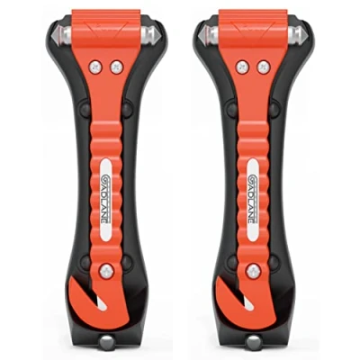 Image of GADLANE Emergency Car Hammer 2 Pack Window Breaker &amp; Seatbelt Cutter, Safety with Sharp Seat Belt Double Ended Glass for Escape Tool Breaks in Emergencies